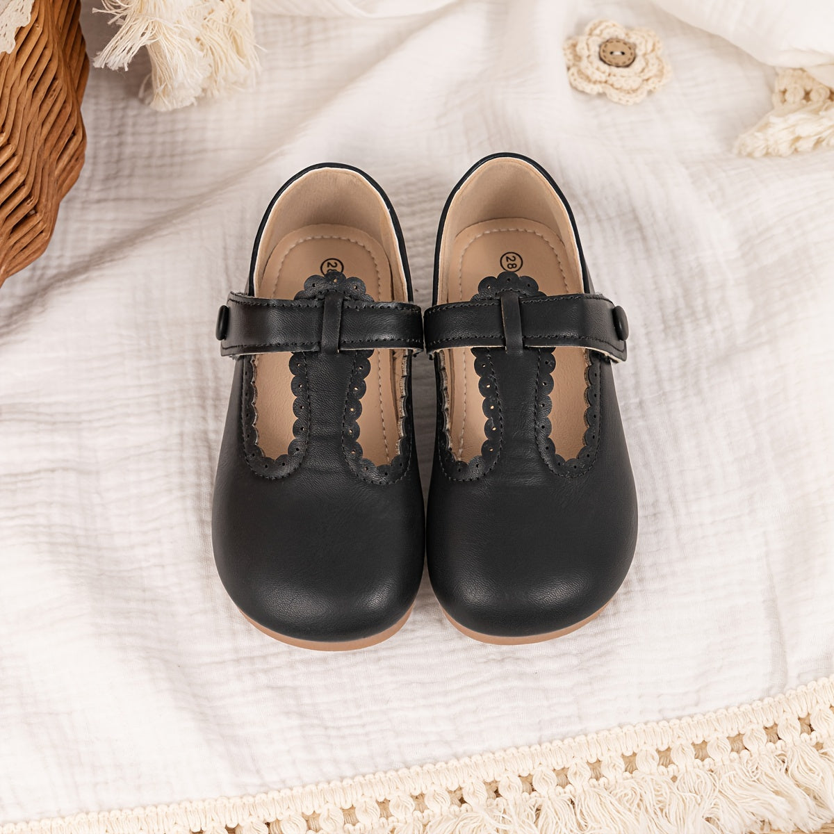 Zapatos Mary Jane para niñas, casuales, antideslizantes, para todas las estaciones, con punta redonda y adorno de picos