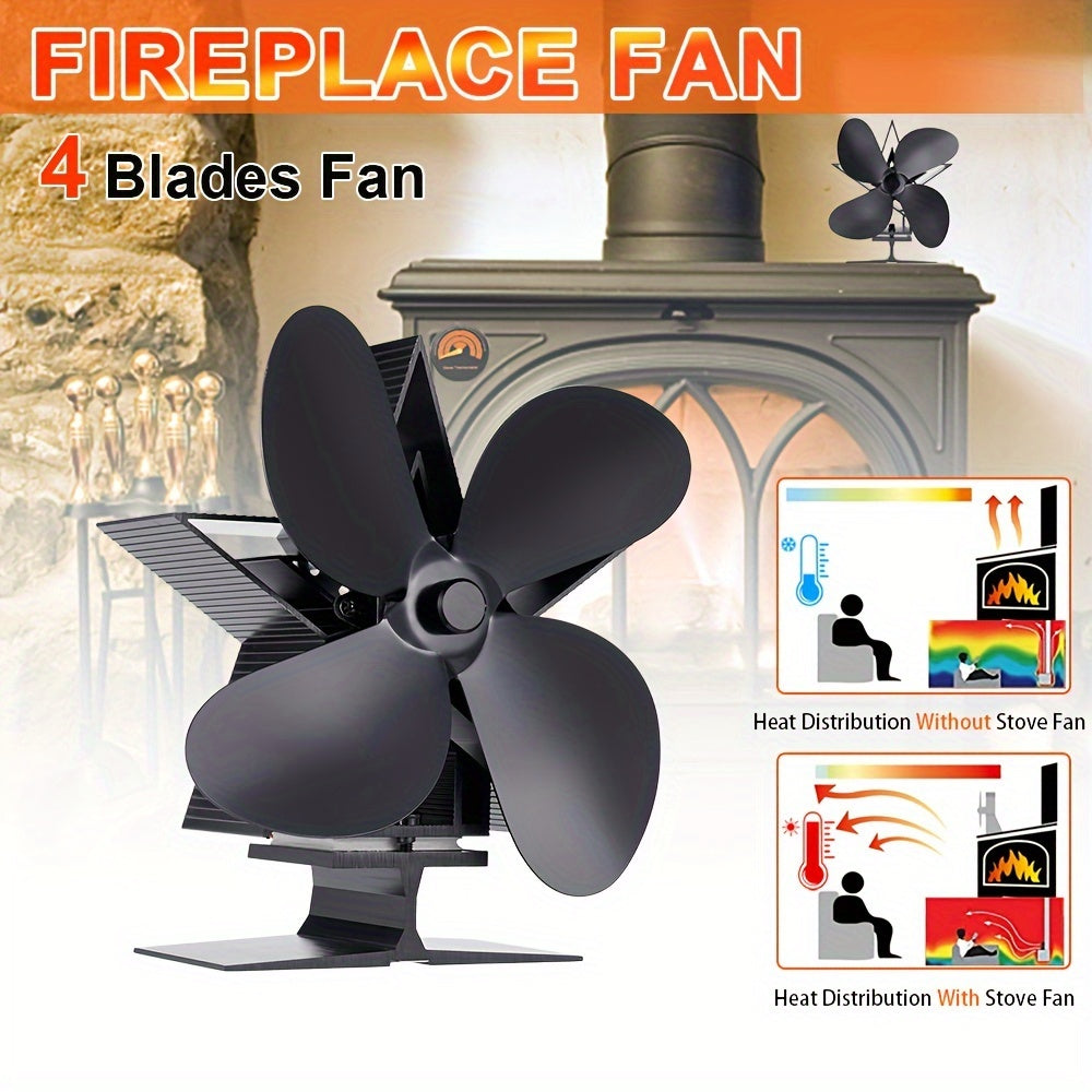 4/5 Blades Fireplace Fan Wall Mount Thermal Power Quiet Energy Saving