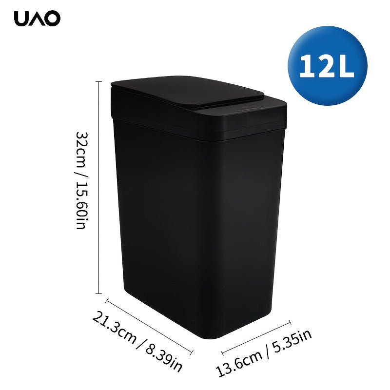 Batareyali Smart Slim Trash Can, oyoq bilan ochiladigan qopqog'i bilan oshxona va hammom uchun, hammom uchun ideal.