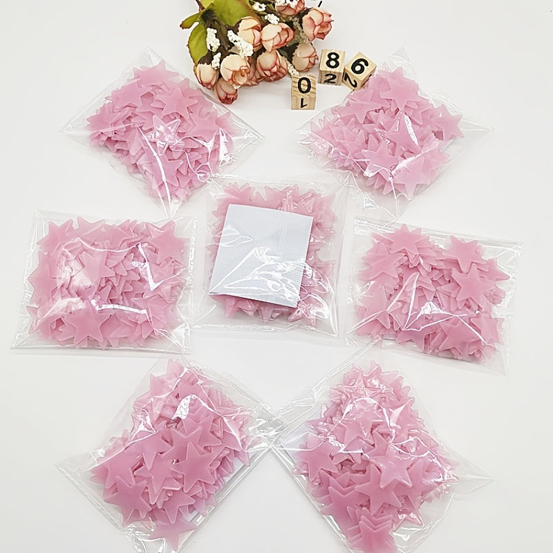 100 Pcs Luminous Star Wall Stickers for Bedroom Ceiling Decor Plastic Glitter