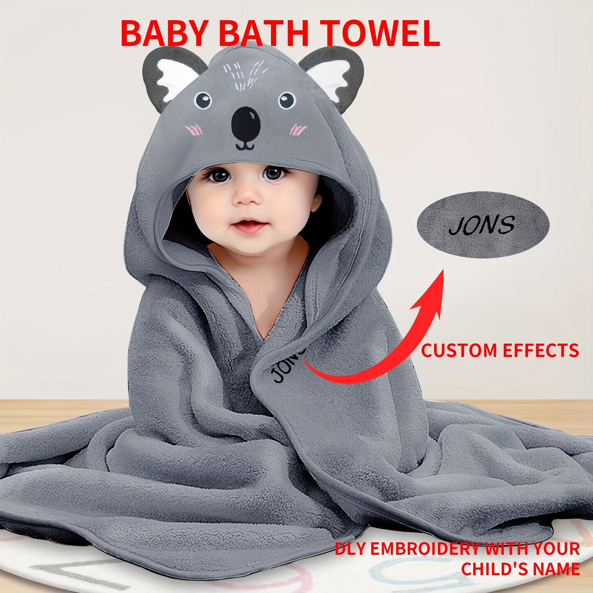 Personalized Baby Hooded Towel and Blanket Set Soft Polyester Animal Design for Boys and Girls