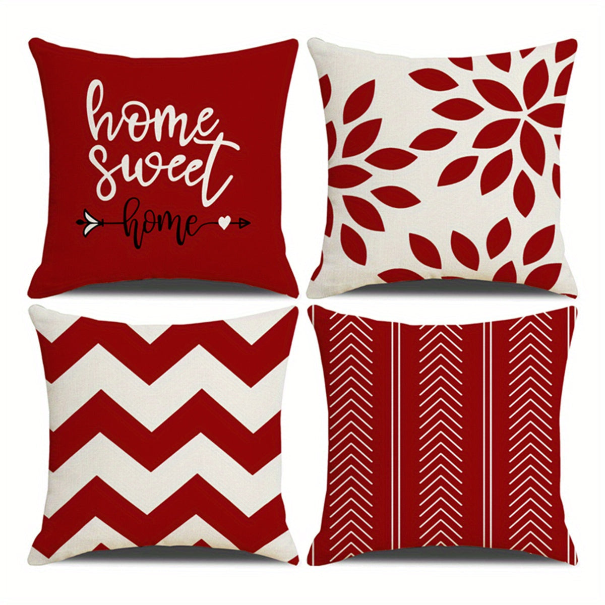 Four Piece Square Cushion Cover Set with Zipper Printed Pillowcases for Living Room and Bedroom Decor