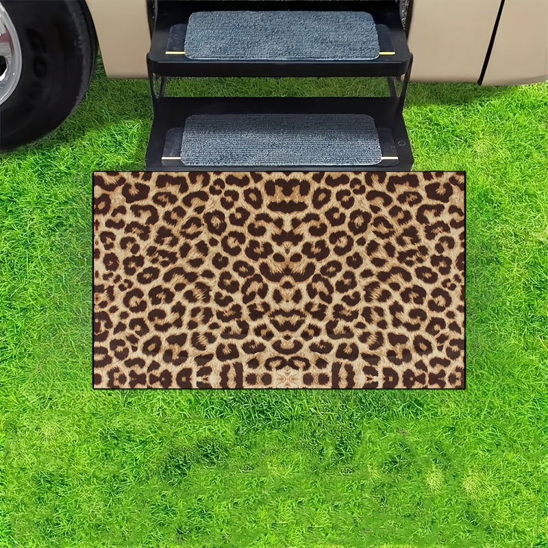 Leopard Print Non-Slip Floor Mat Absorbent Rug for Kitchen Bathroom Entry