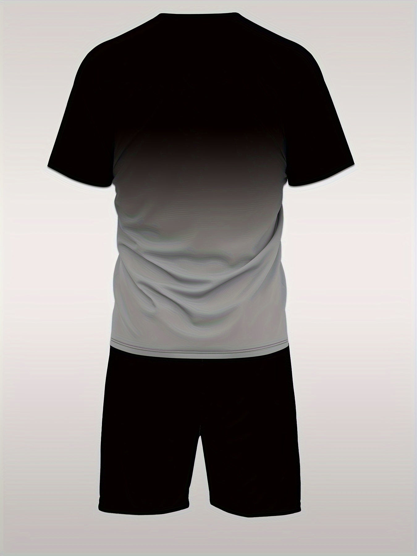 Men's Two-Piece Athletic Outfit Summer Casual T-Shirt and Shorts Polyester Stretch Printed