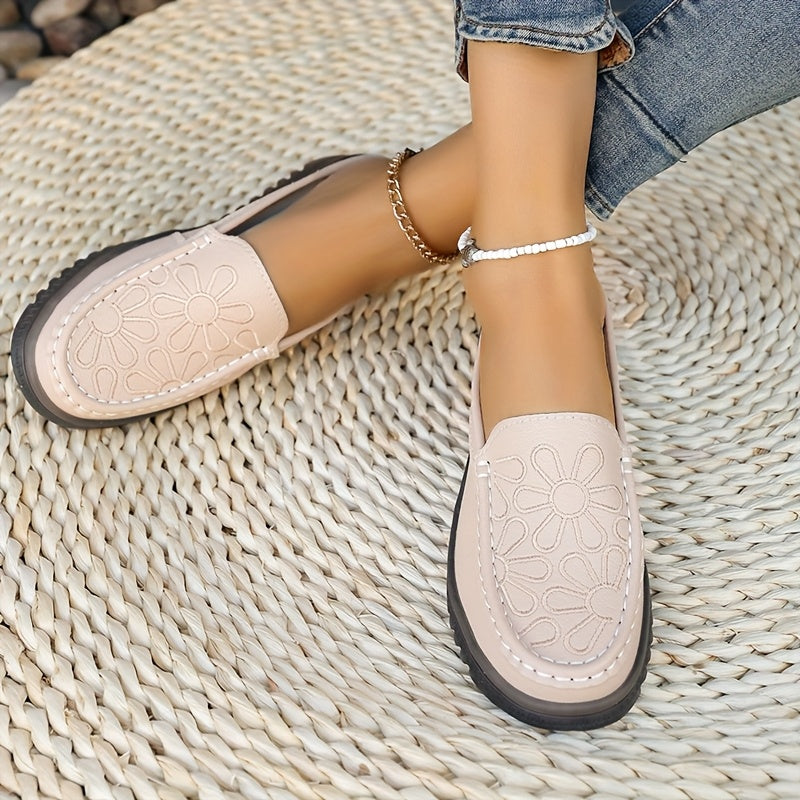 Women Solid Color Embroidered Mules Flat Shoes Non-Slip Comfortable