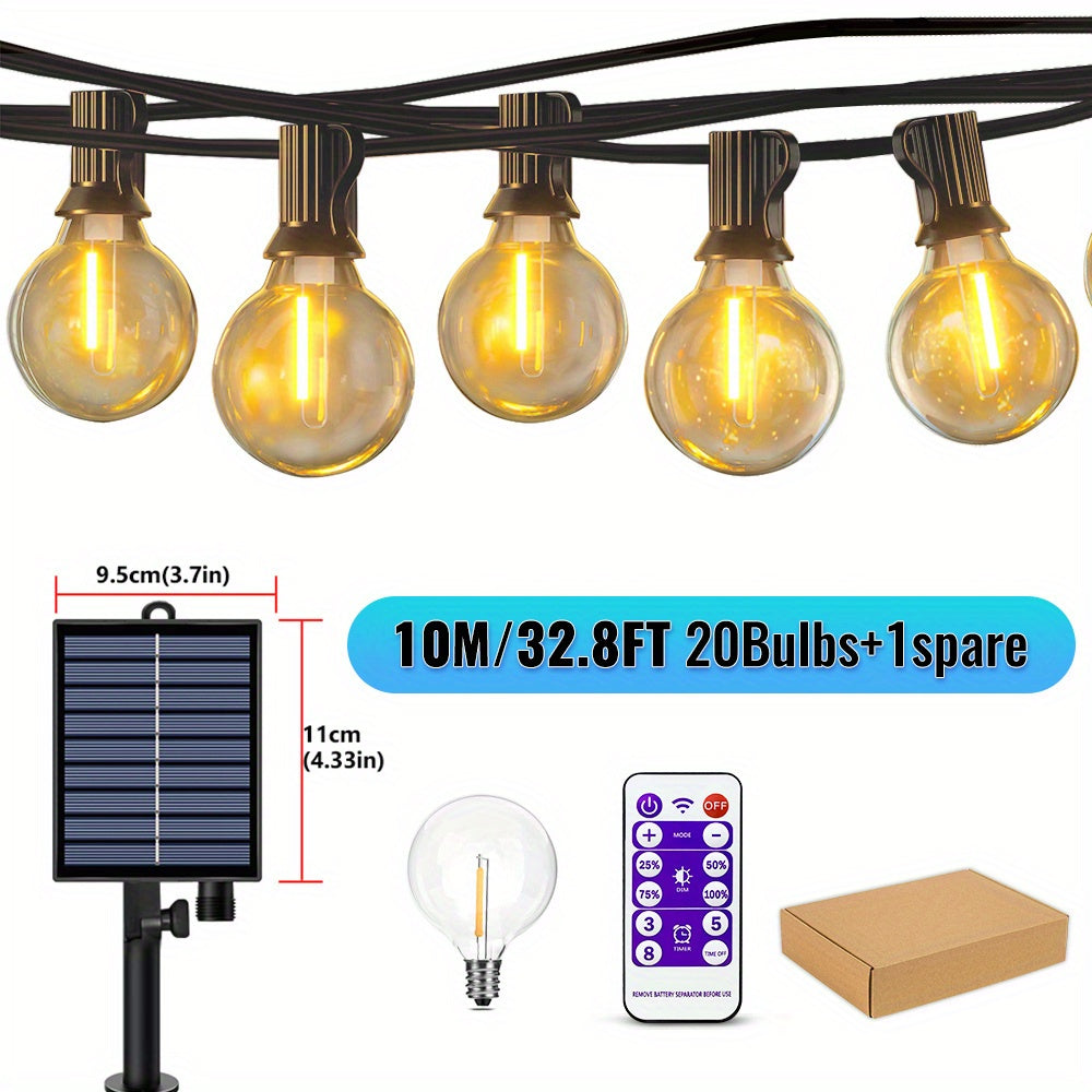 Luces de cadena solares con bombillas LED irrompibles, luces colgantes resistentes a la intemperie para bodas