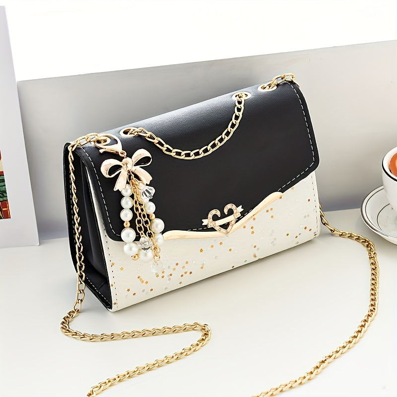 Mini Crossbody Bag with Sparkling Sequins Lightweight PU Adjustable Strap for Holidays and Gifts