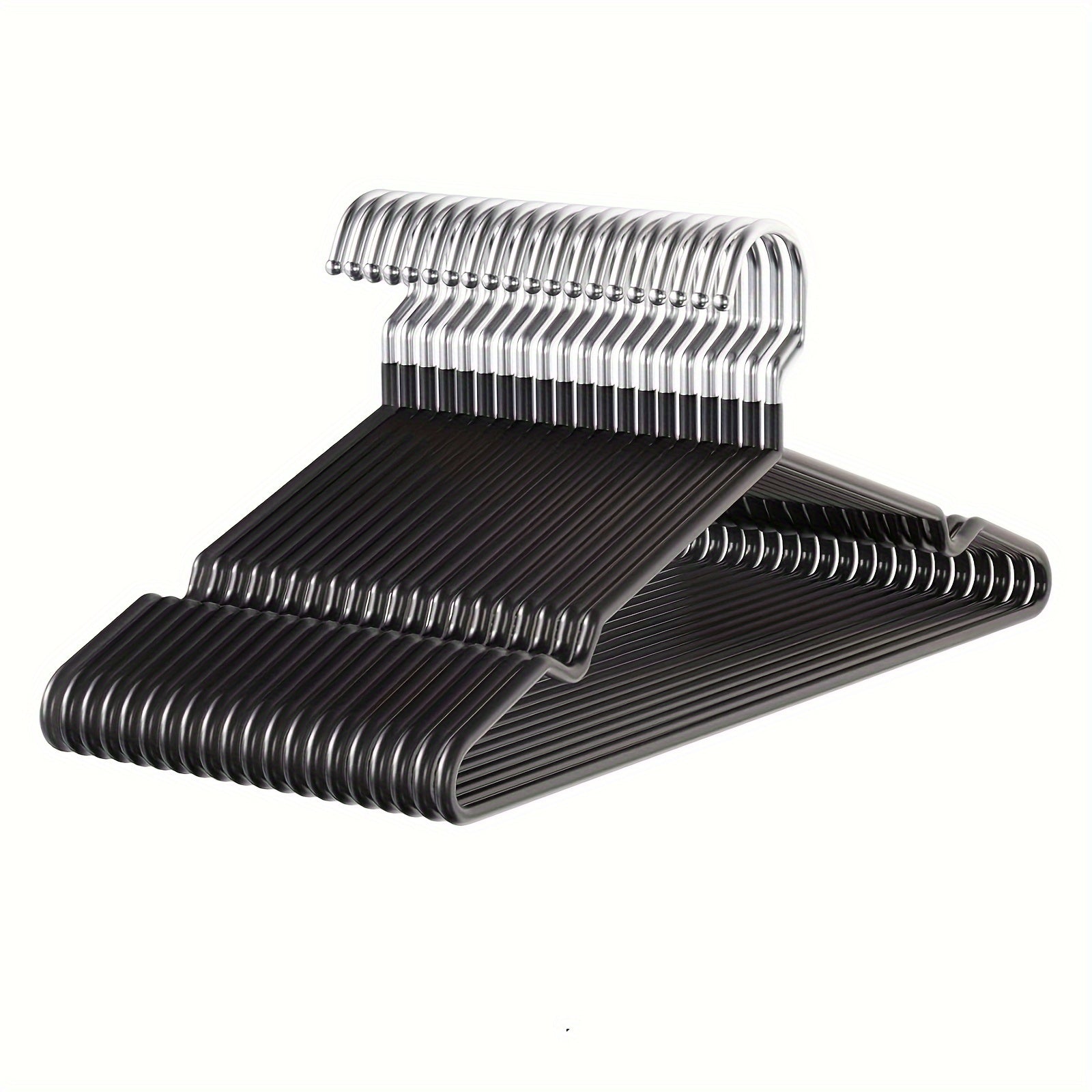 Set of 10 Heavy Duty Non-Slip Metal Clothes Hangers with Grooves for Bedroom Bathroom Dorm