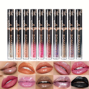 Women Pearlescent Liquid Lip Gloss Long-Lasting Shine Colors Orange Pink Red