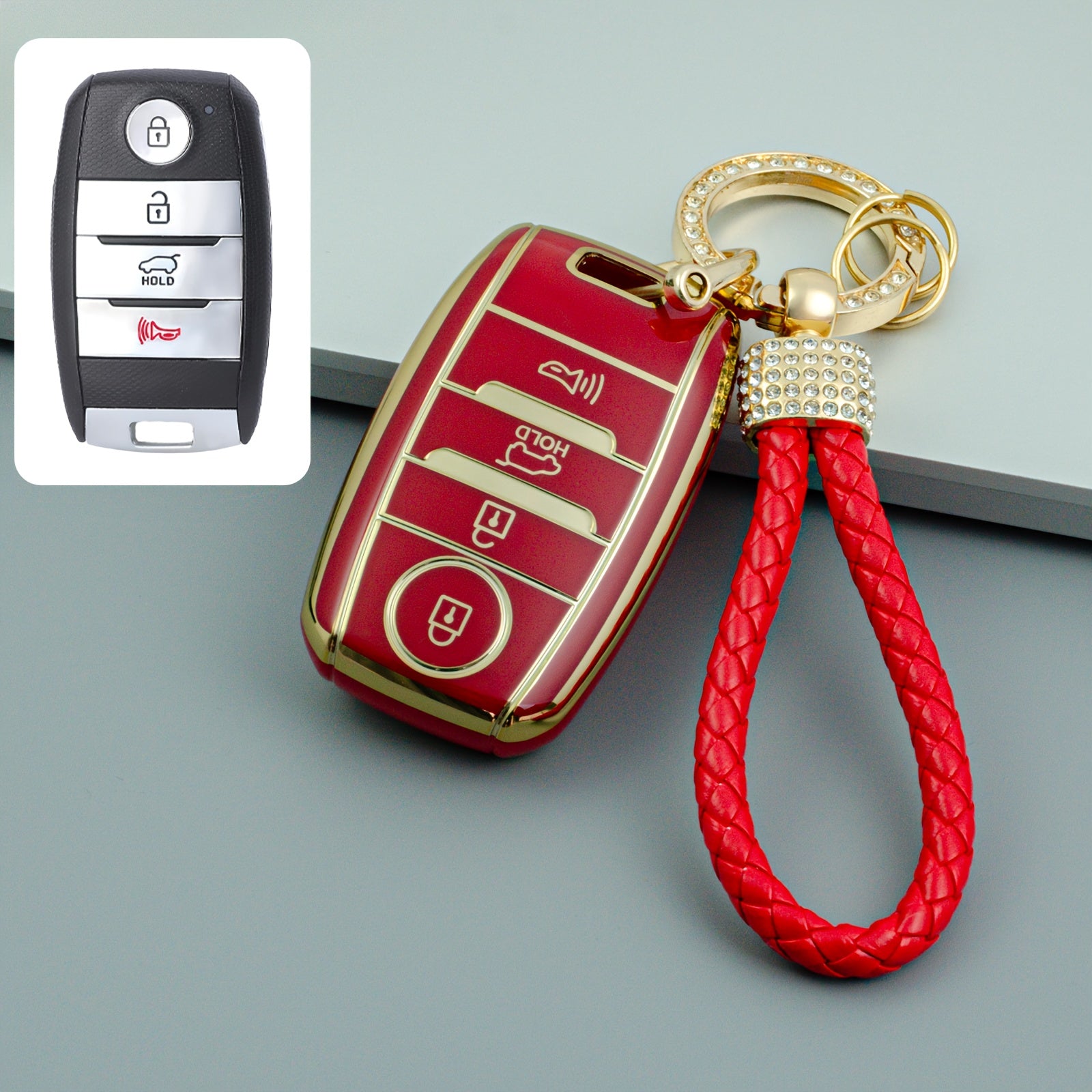 Universal TPU Car Key Case Cover with Keychain for Kia Models