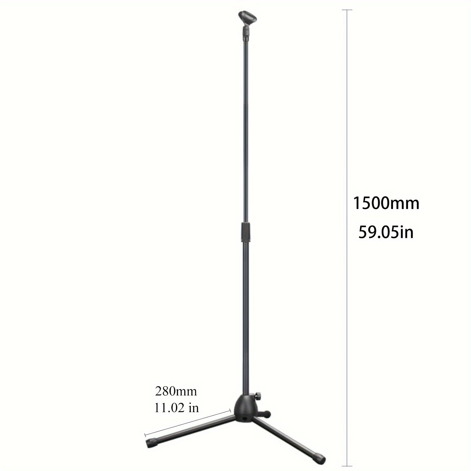 Adjustable Microphone Stand Floor Tripod Black Alloy for Live Performances