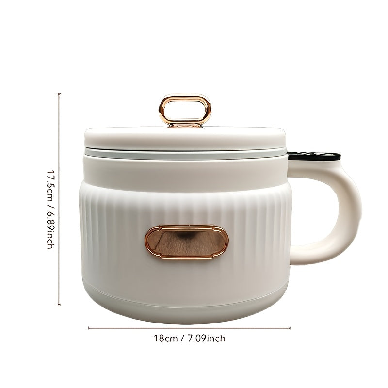 Olla eléctrica mini de 1.6L con temporizador, interior de cerámica, sin humo, antiadherente, portátil