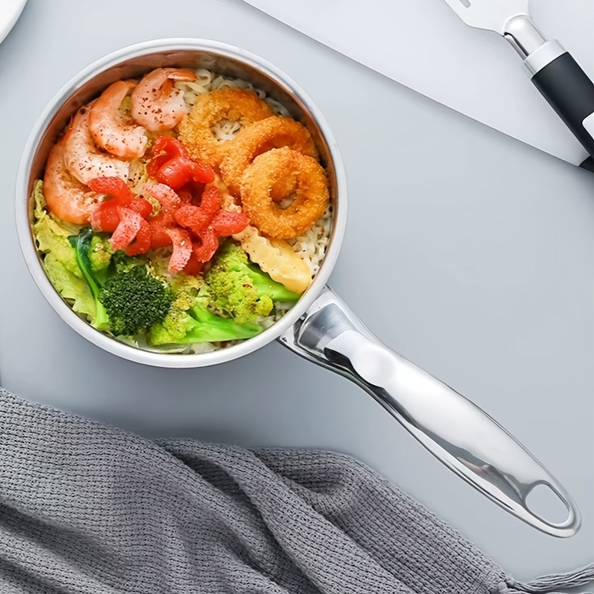 Stainless Steel Saucepan 2L with Dolphin Design Non-Stick Coating Glass Lid