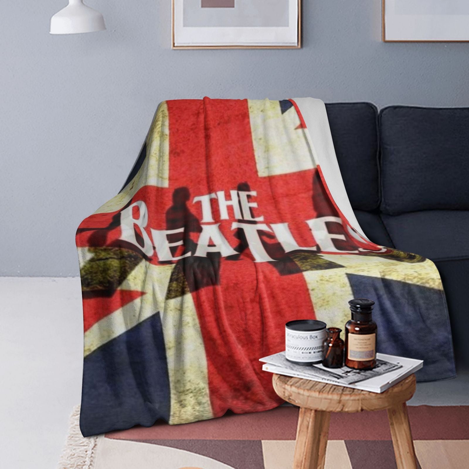 Fleece Blanket Red White Blue Union Jack Throw for All Seasons