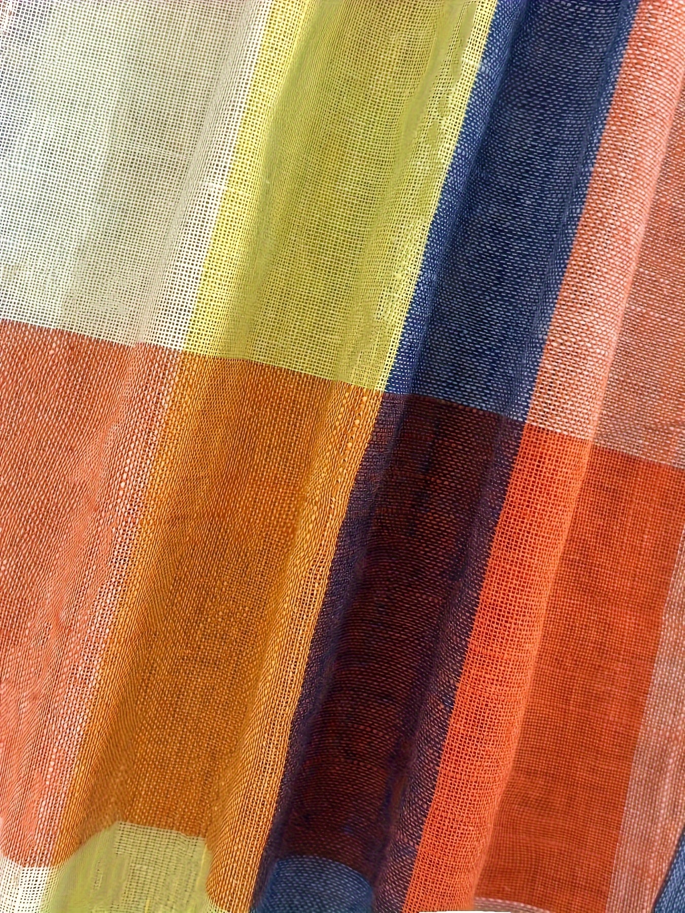 Women's Plaid Shirt Blouse Long Sleeve Button-Up Lightweight Linen Blend Casual All Seasons