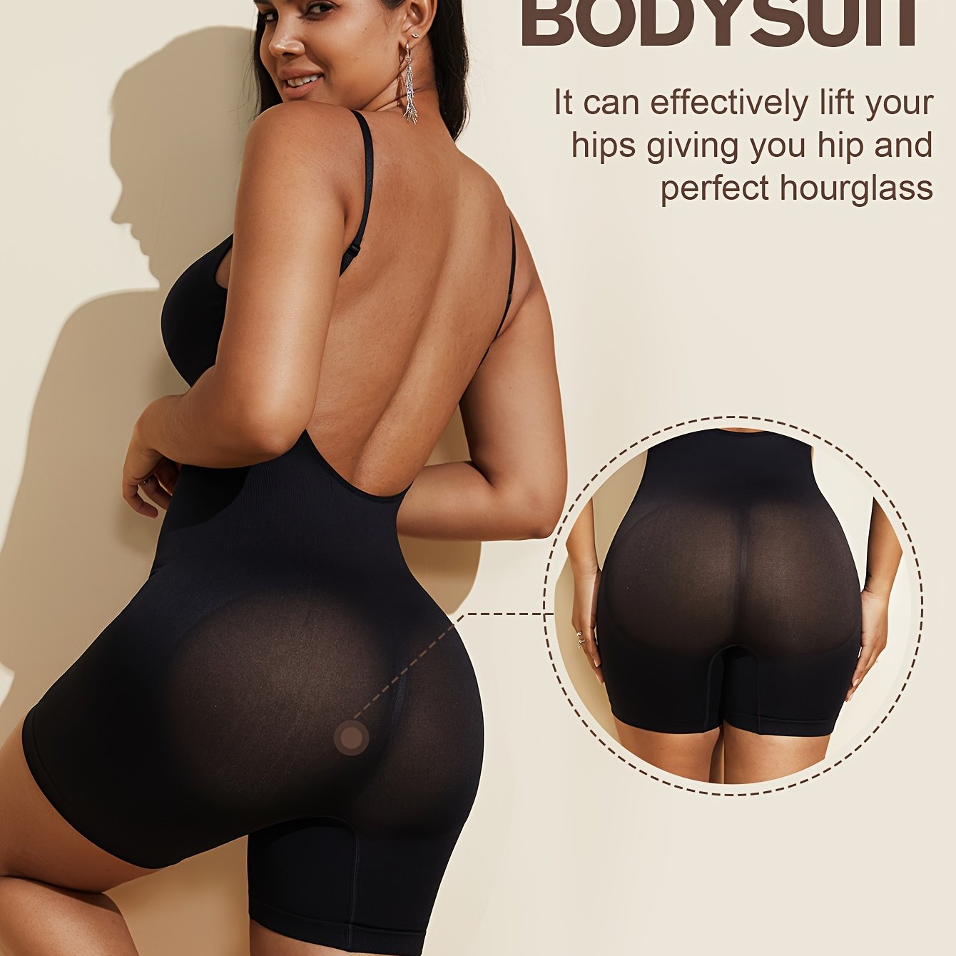 Cuerpo moldeador sin costuras con espalda abierta para adelgazar y levantar, control de abdomen y realce de glúteos, bodysuit