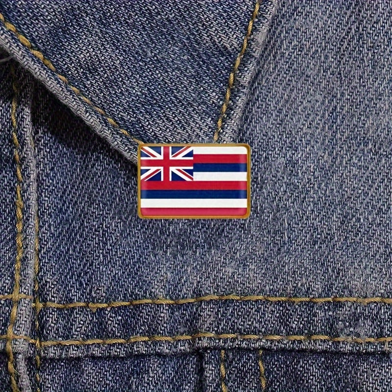 Set of 20 Vintage-Inspired Alloy Hawaii State Flag Square Lapel Pins