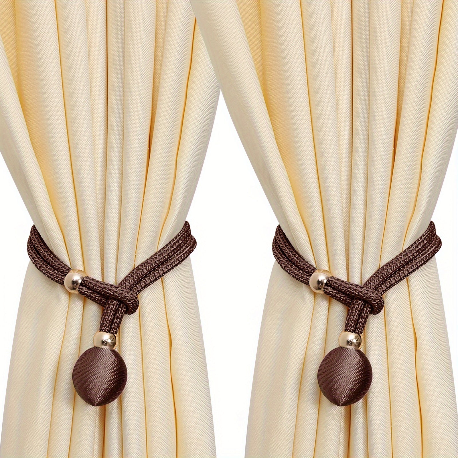 Set of 2 Modern Polyester Elastic Tiebacks for Thick Curtains, Adjustable Window Decor