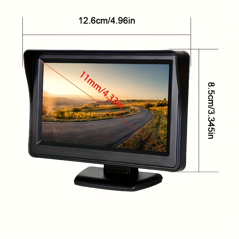 Car Monitor with 4.3 Inch HD Display and Rearview Camera Kit for Universal Vehicles