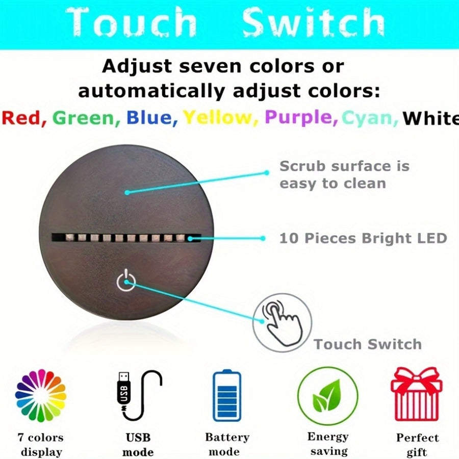 3D futbol to‘pi illuziya LED kechki chiroq, tegish bilan boshqariladigan geometriy shakli, USB bilan quvvatlanadi, bolalar va sport ixlosmandlari uchun