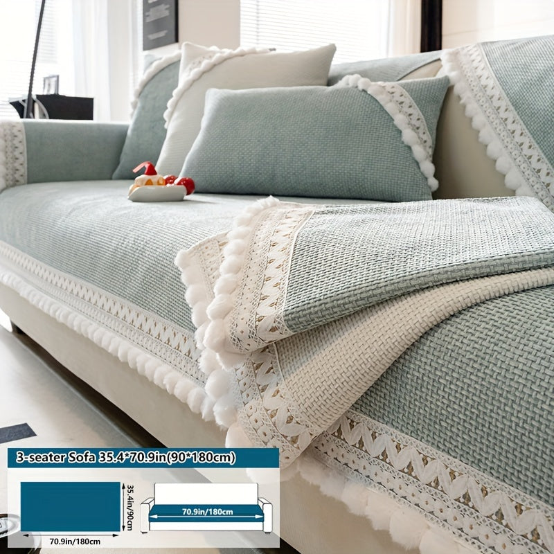 Boho Style Sofa Cover Pet-Friendly Machine Washable Short Plush Anti-Slip Fits Armchair to Sectional