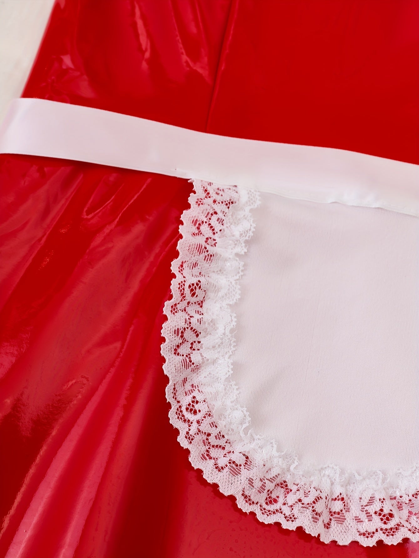 Plus Size Women's Lace Bow Front Lingerie Dress with Apron Costume