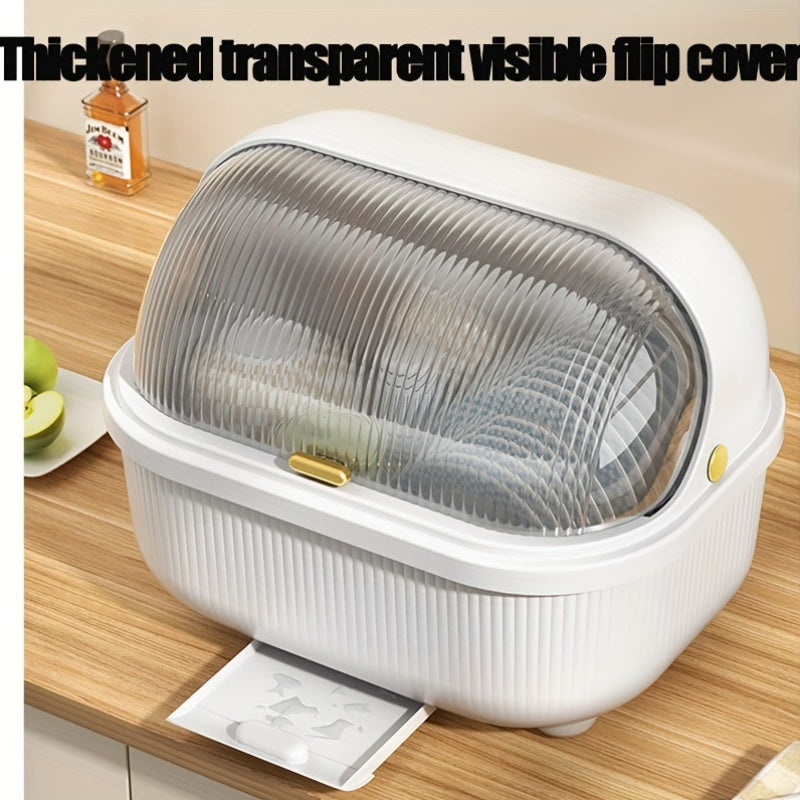 Large Capacity Kitchen Storage Box Plastic Dish Rack Organizer Dustproof