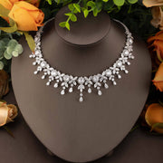 Women's Cubic Zirconia Flower Jewelry Set for Brides and Special Occasions