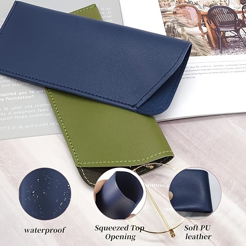 Funda de gafas de cuero sintético portátil en 8 colores