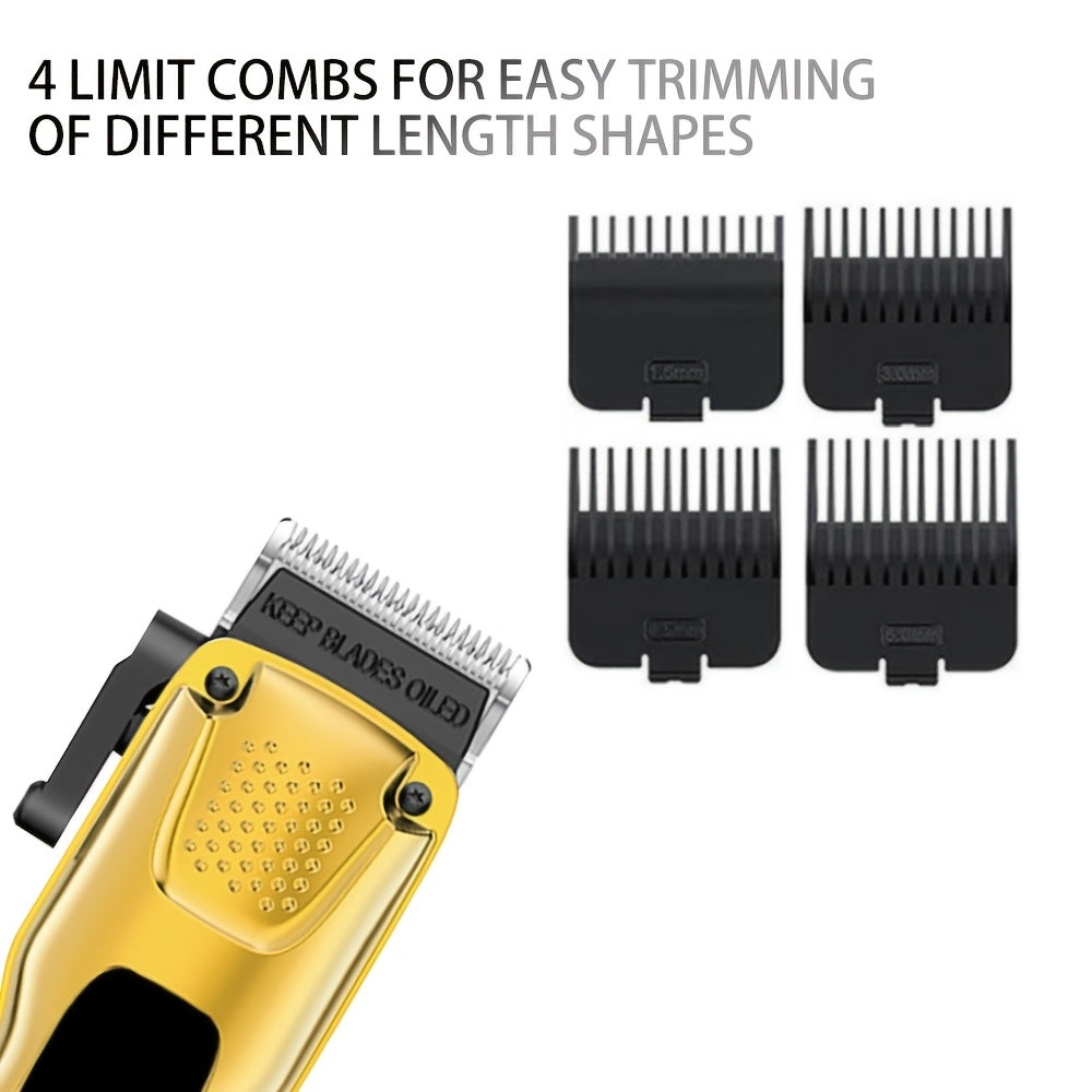 3-piece professional hair clipper trimmer set with USB rechargeable LCD display electric razor T-shape blade hair dryer