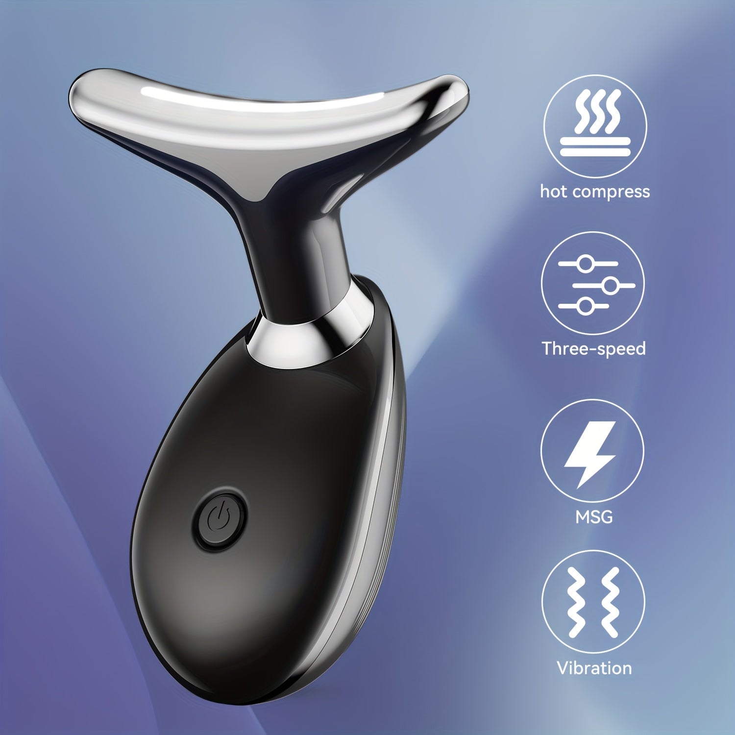 Light Beige Facial Massage Device with Vibrating Heat Rechargeable USB Home Spa Gift