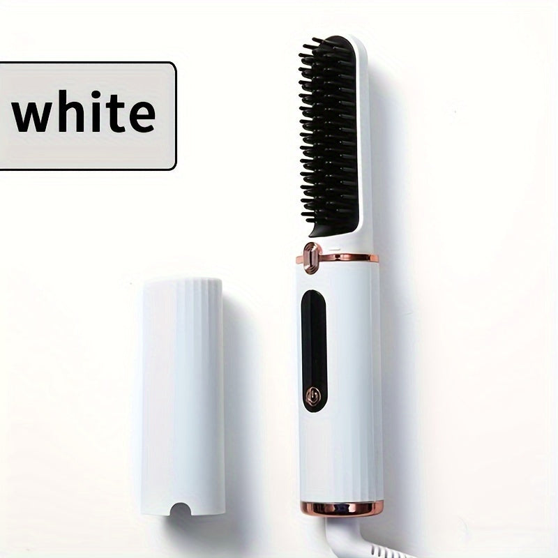 Cepillo alisador de barba y cabello con apagado automático, 4 configuraciones de temperatura, calentamiento rápido, peine portátil para viajes, para hombres y mujeres