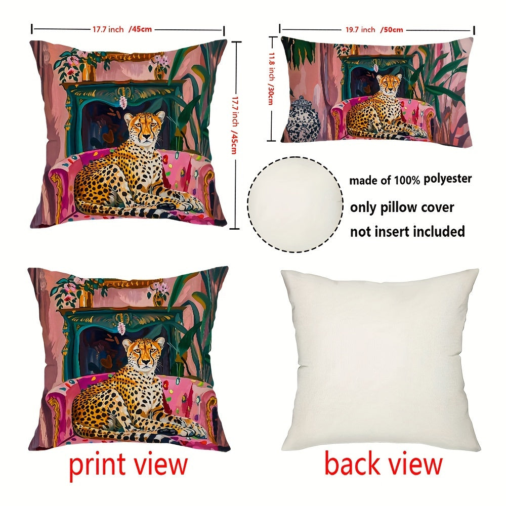 Cheetah Plant Throw Pillow Cover Fauvism Style 29.97x50.04cm or 44.96cm Square Farmhouse Decor for Couch Sofa Living Room Bedroom