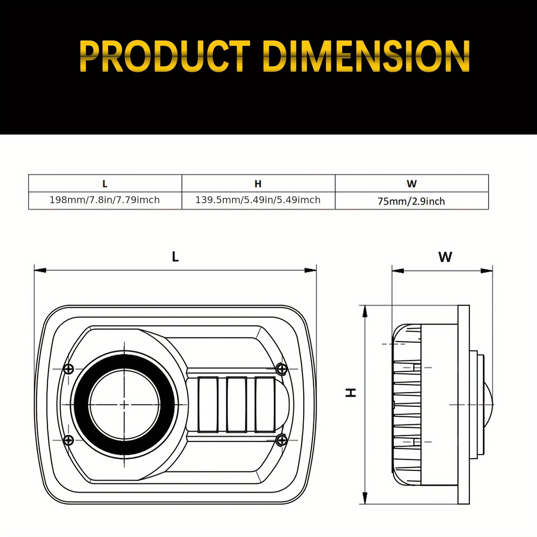 Universal LED Headlights 5x7 with Blue Halo and Amber Turn Signal