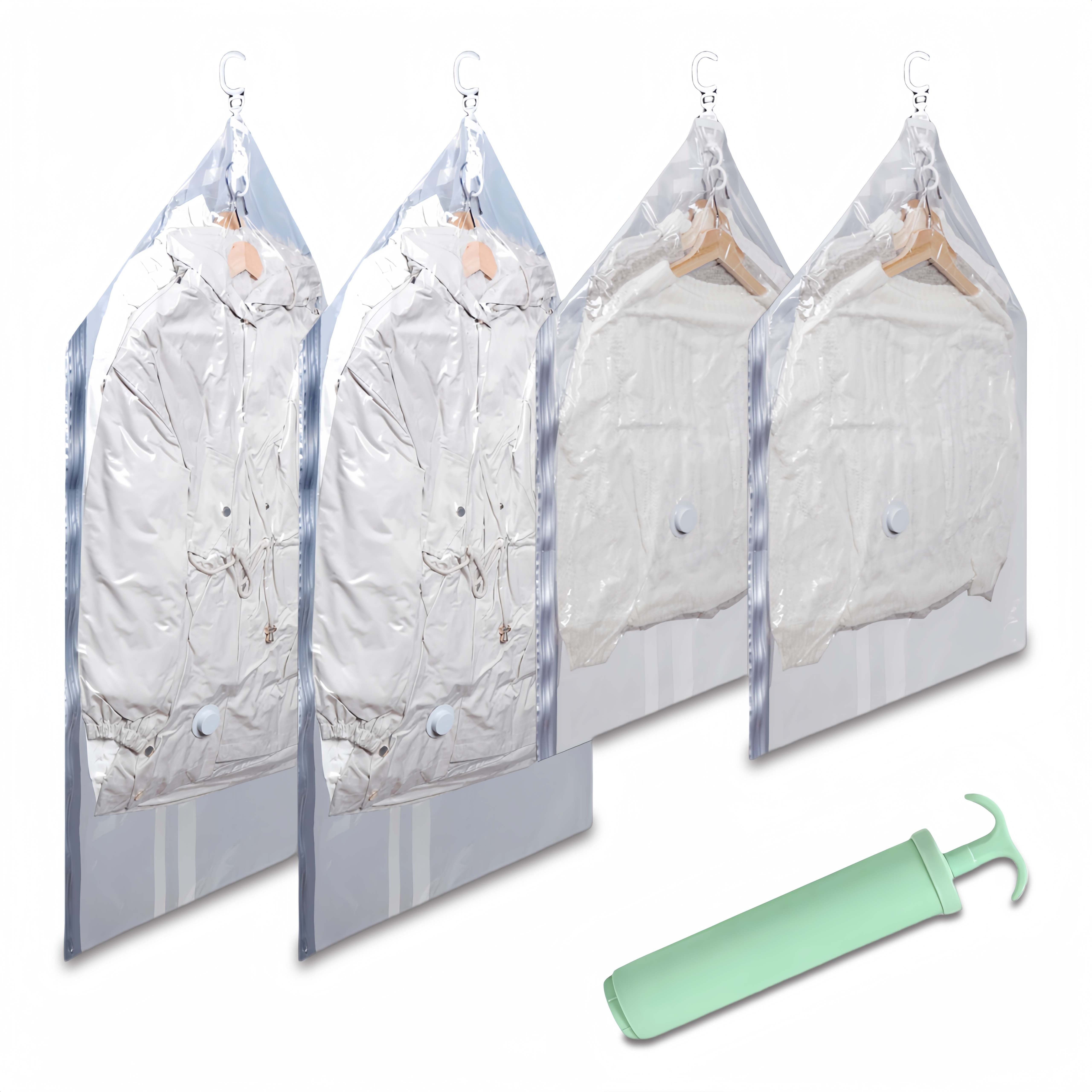 Vacuum Storage Bags for Clothes Coats Jackets with Manual Pump Pack of 2 4 6