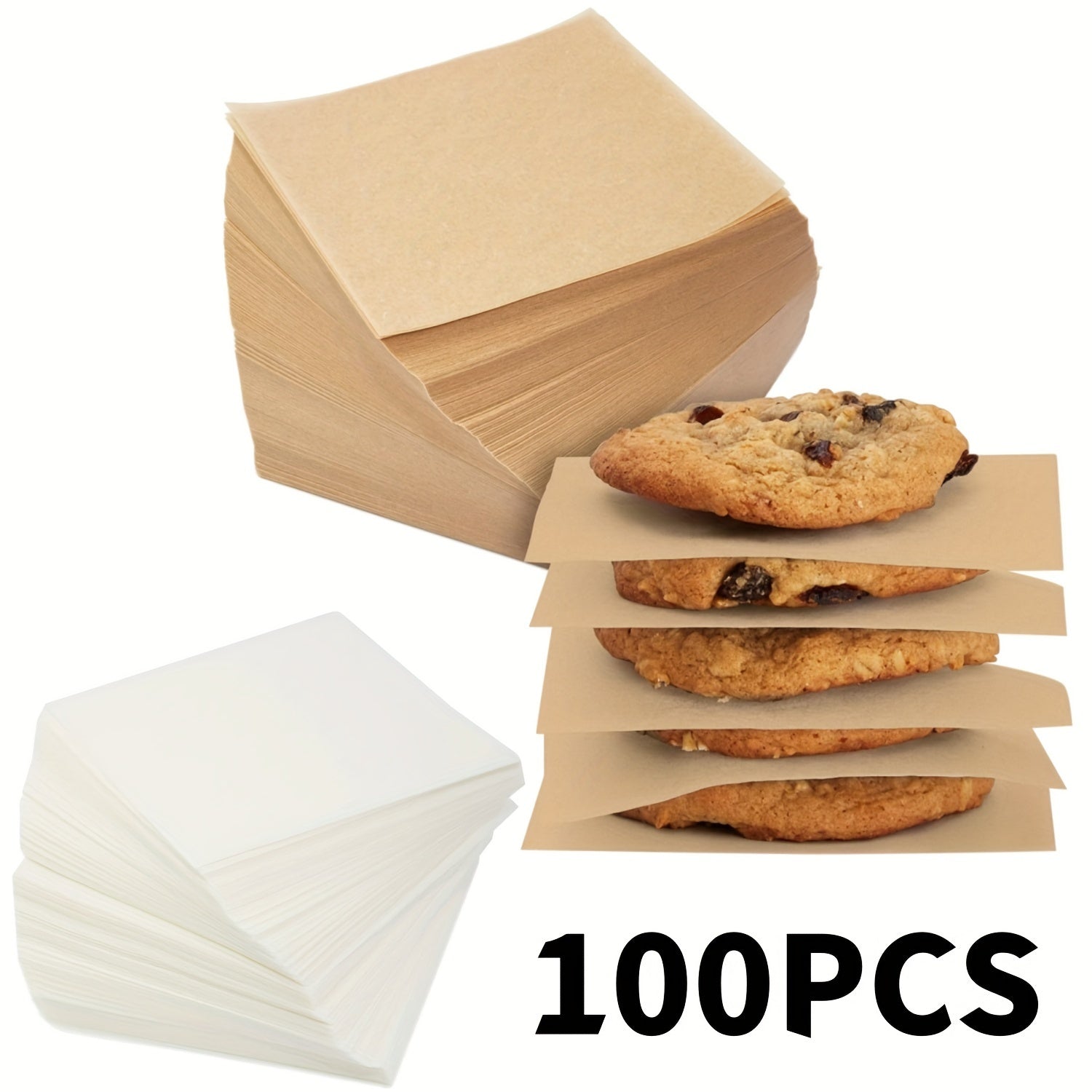 100pcs Non-Stick Wax Paper Sheets for Baking and Baking Separators