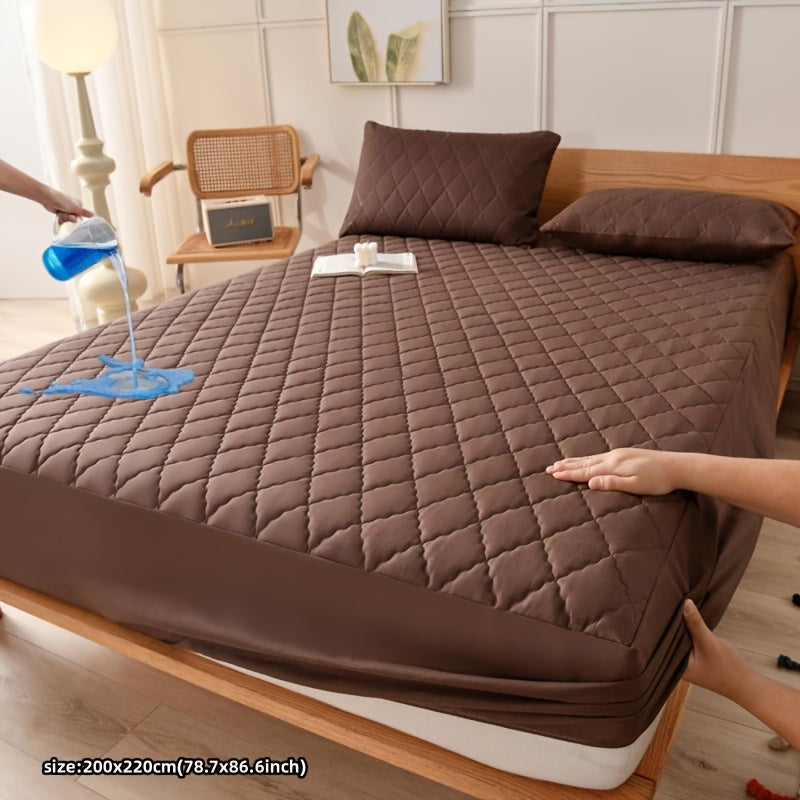 Waterproof Quilted Mattress Protector Cover Water-Resistant Machine Washable 80-85gsm Polyester Polyurethane