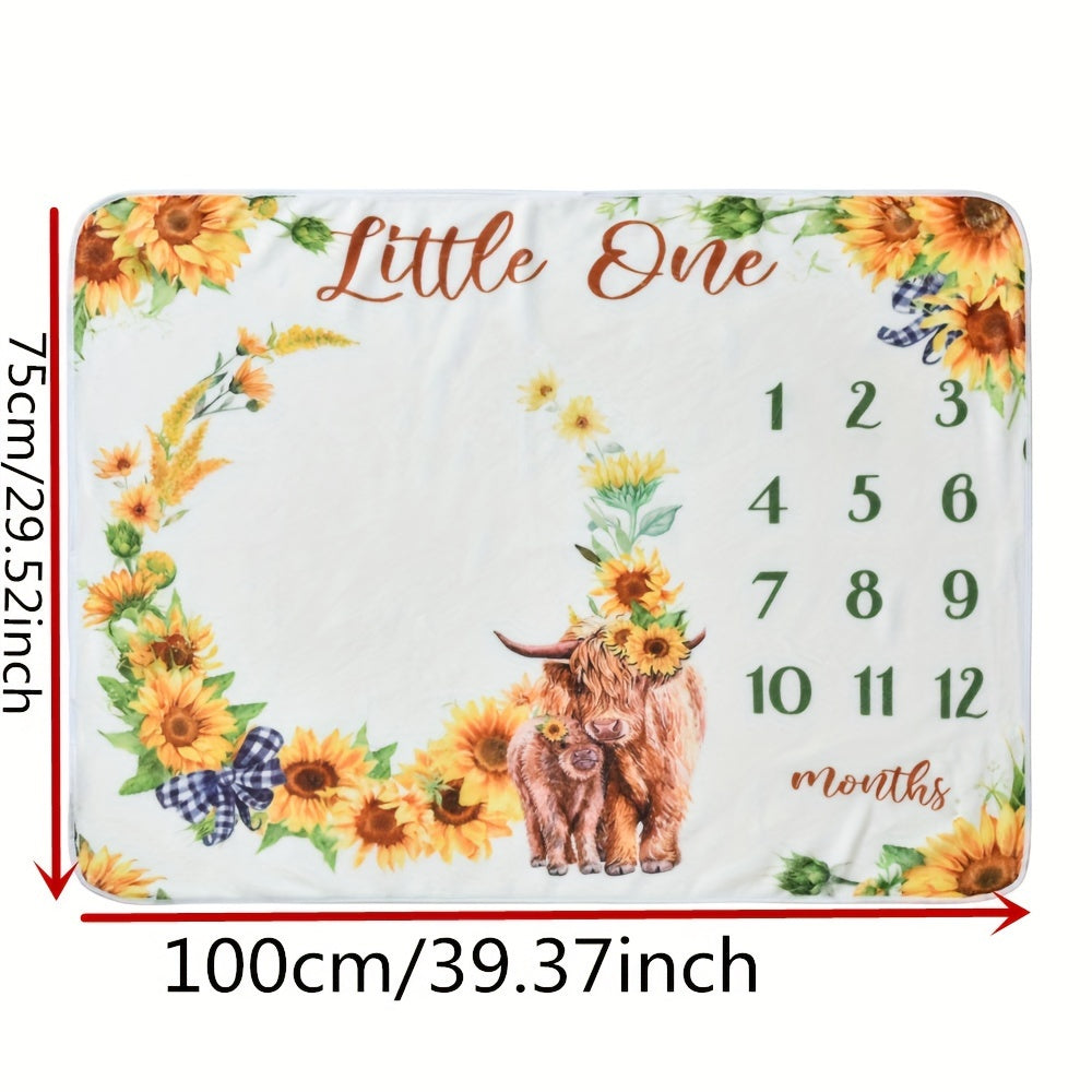 Baby Milestone Photo Blanket with Highland Sheep Print for Growth Memories