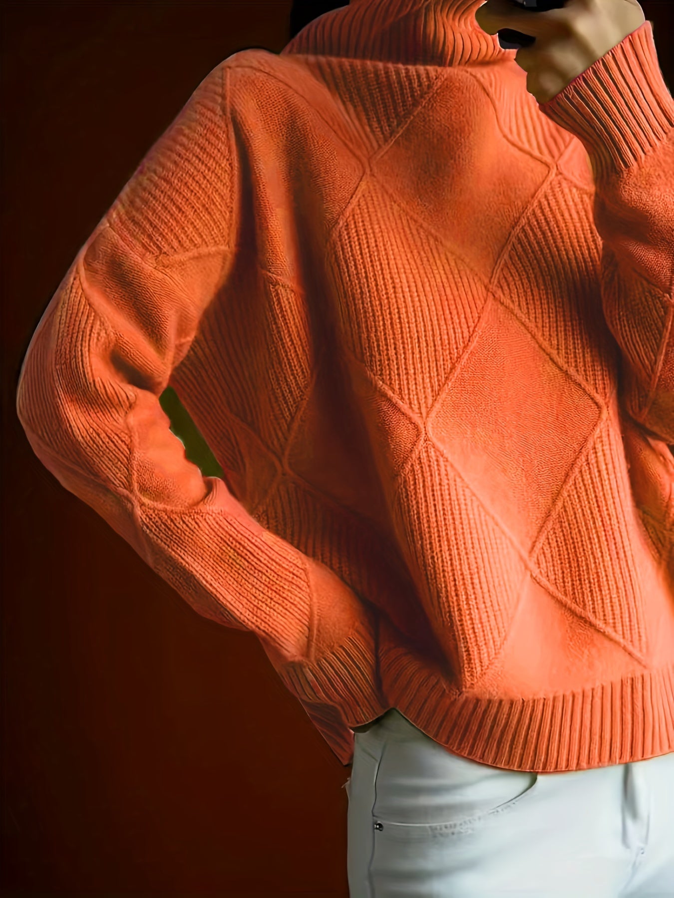 Тёплый свитер с высоким воротником для женщин plus size, полиэстер, длинные рукава, пуловер, верхняя одежда