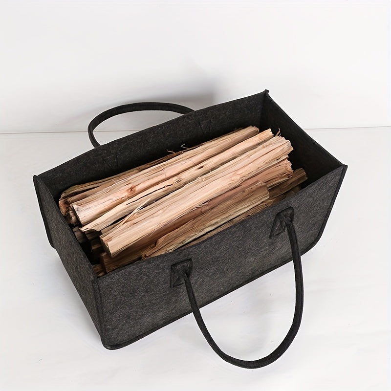 Sturdy Firewood Tote Bag with Black Handles, Spacious, Indoor and Outdoor Use