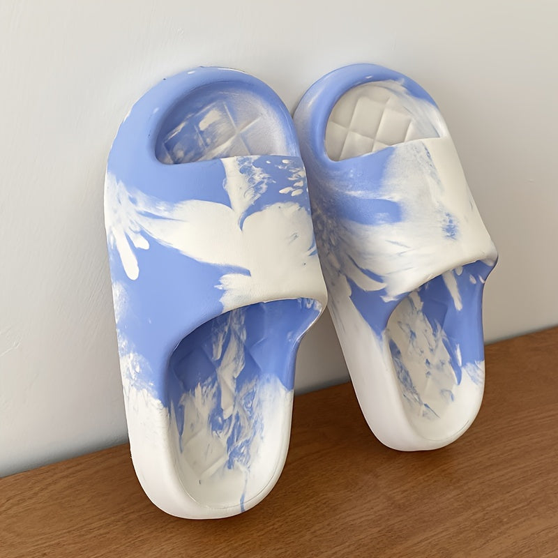 Cloud-Pattern EVA Slides Thick Sole Non-Slip Durable Indoor Outdoor Black White