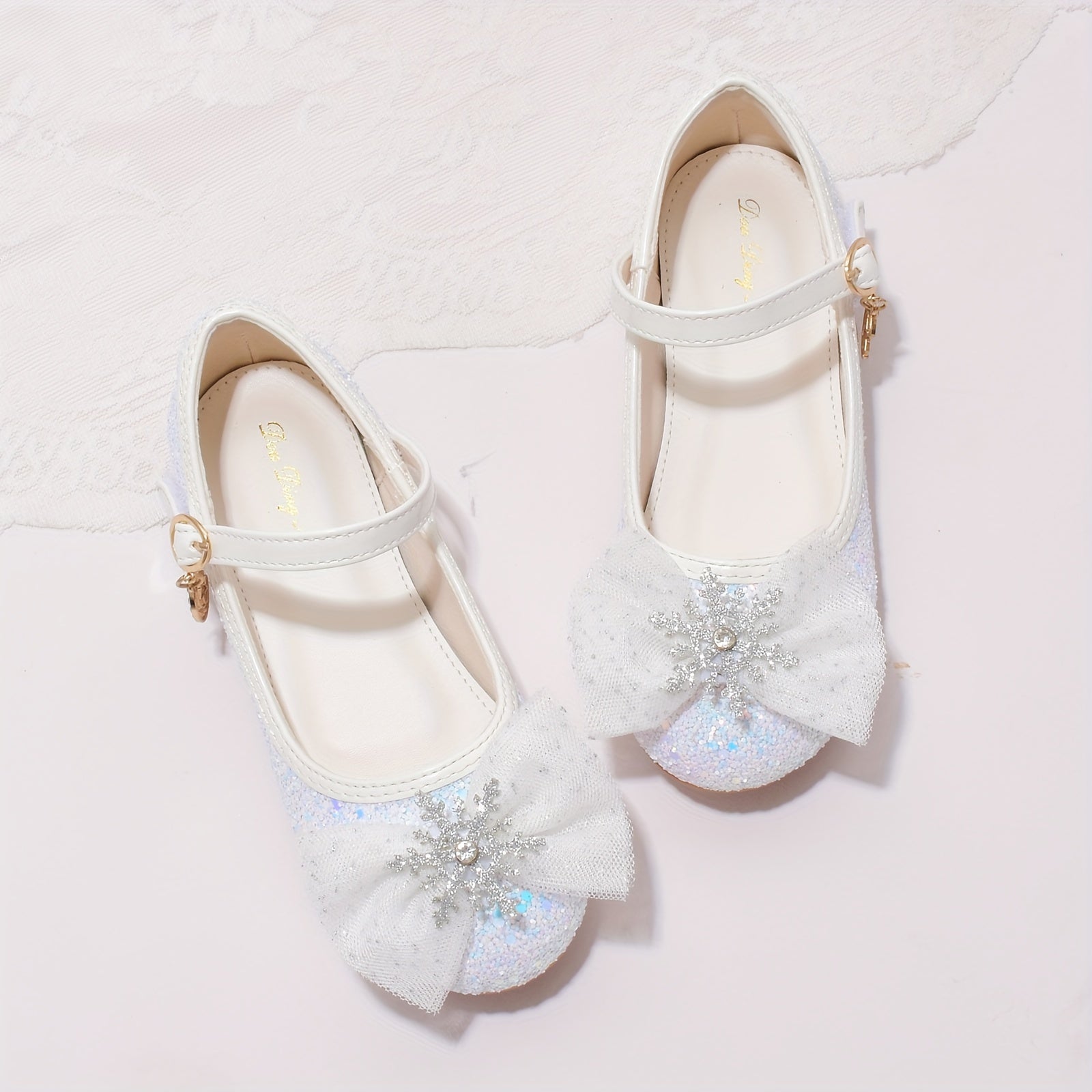 Girls' Blue Crystal Shoes with Non-Slip Soles for Little Princesses