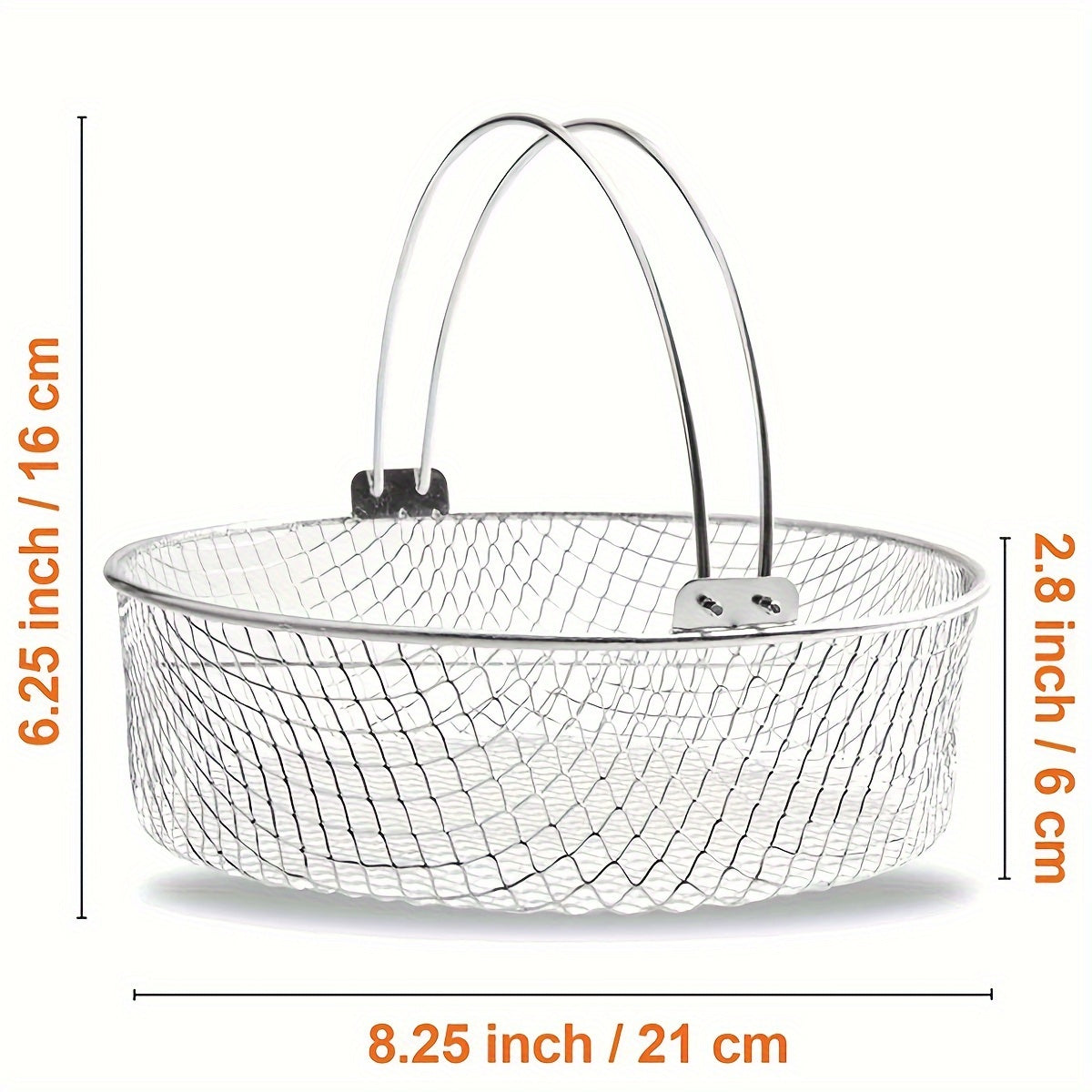 Havoni qovurish uchun mesh to'r - zanglamaydigan po'latdan yasalgan, tutqichi bilan - sog'lom ovqat tayyorlash uchun ideal, uy oshxonalariga mos