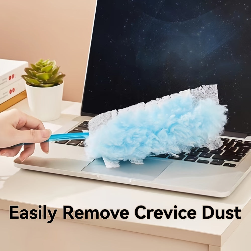 Пополните запас электростатических салфеток для пыли этим одноразовым комплектом. В каждом пакете 60/80 салфеток, идеально подходящих для уборки в гостиной, спальне, ванной, кухне и в автомобиле. Не требуется электричество или батарейки, что делает уборку