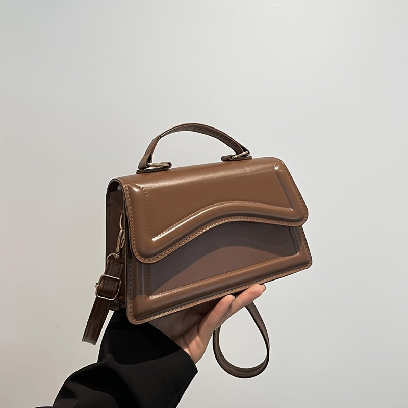 Mini Women's Solid Color PU Shoulder Bag with Crossbody Strap