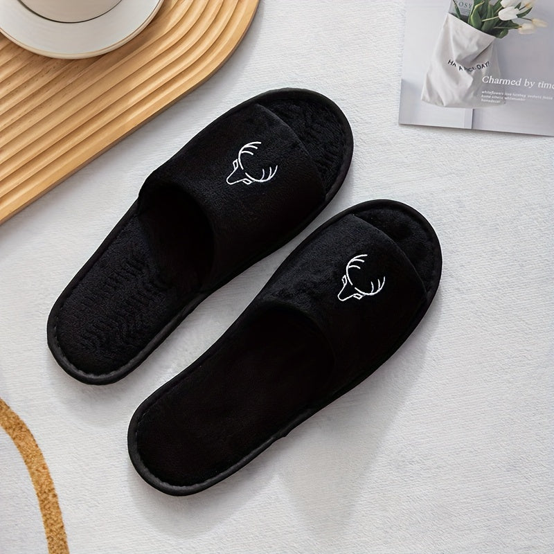 Women's Plush Non-Slip Disposable Indoor Slippers for Hotel Travel Winter
