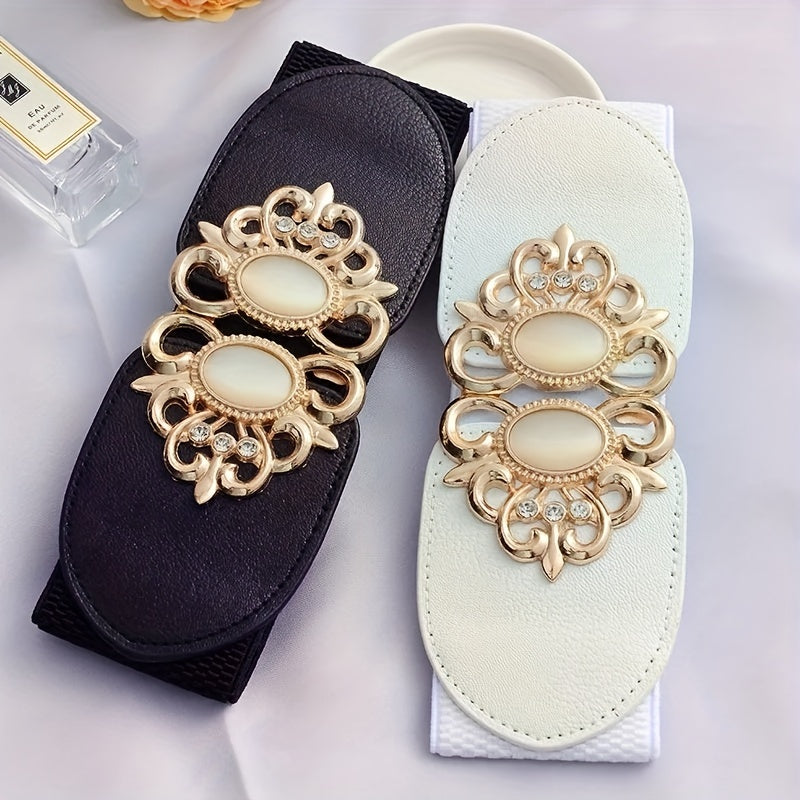 Ayollar uchun elastik keng metall tokchali waspi belbog' kiyingan kiyimlar uchun