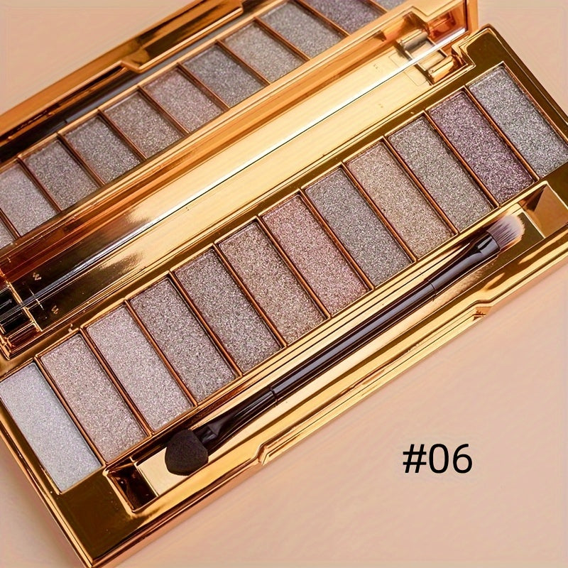 Women Glitter Eyeshadow Palette 12 Colors High Pigment Portable Makeup