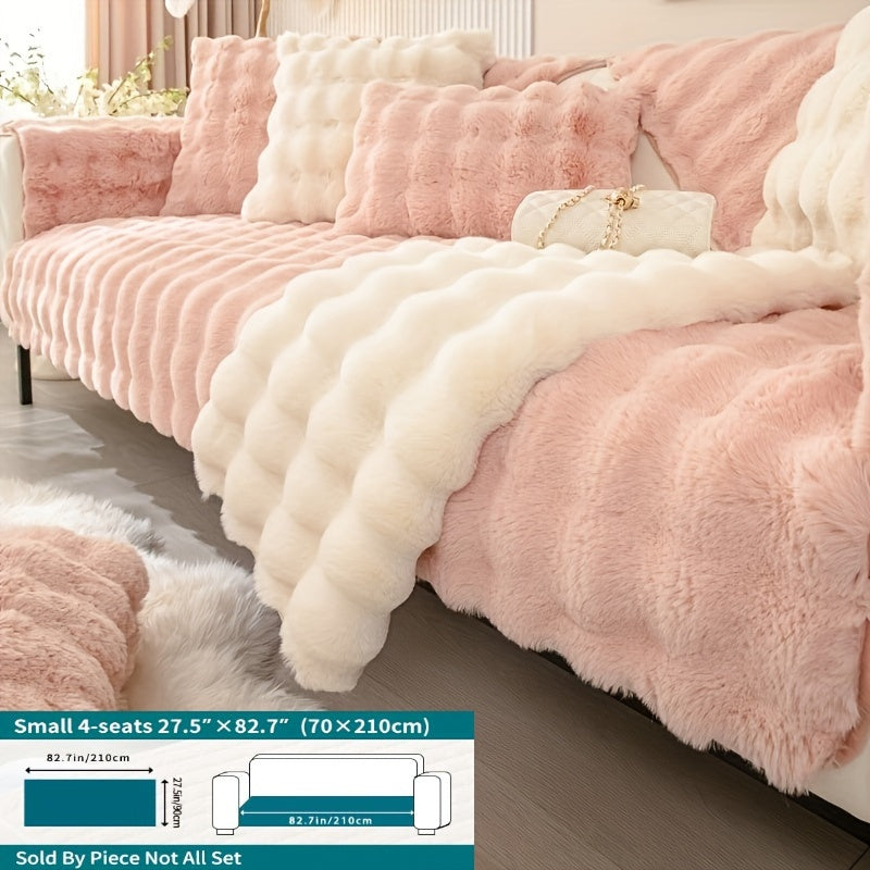 Winter Plush Sofa Cover Anti-Slip Dustproof Slipcover for Couch Living Room Bedroom