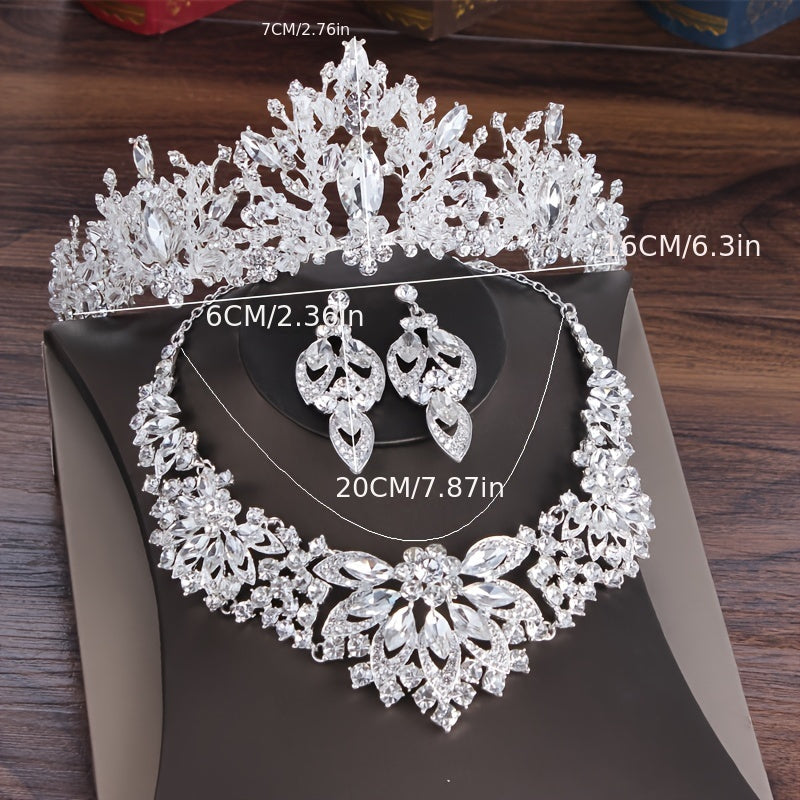 Qoʻlda tayyorlangan rhinestone taxtli taqinchoq va sirgʻa toʻplami, toʻy uchun kelin taqinchoqi va sirgʻa